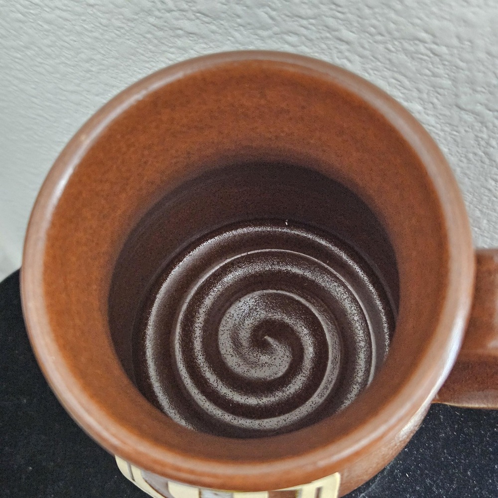 Wide bottom mug woodlands pottery made in the USA brown coffee cup - Picture 3 of 8